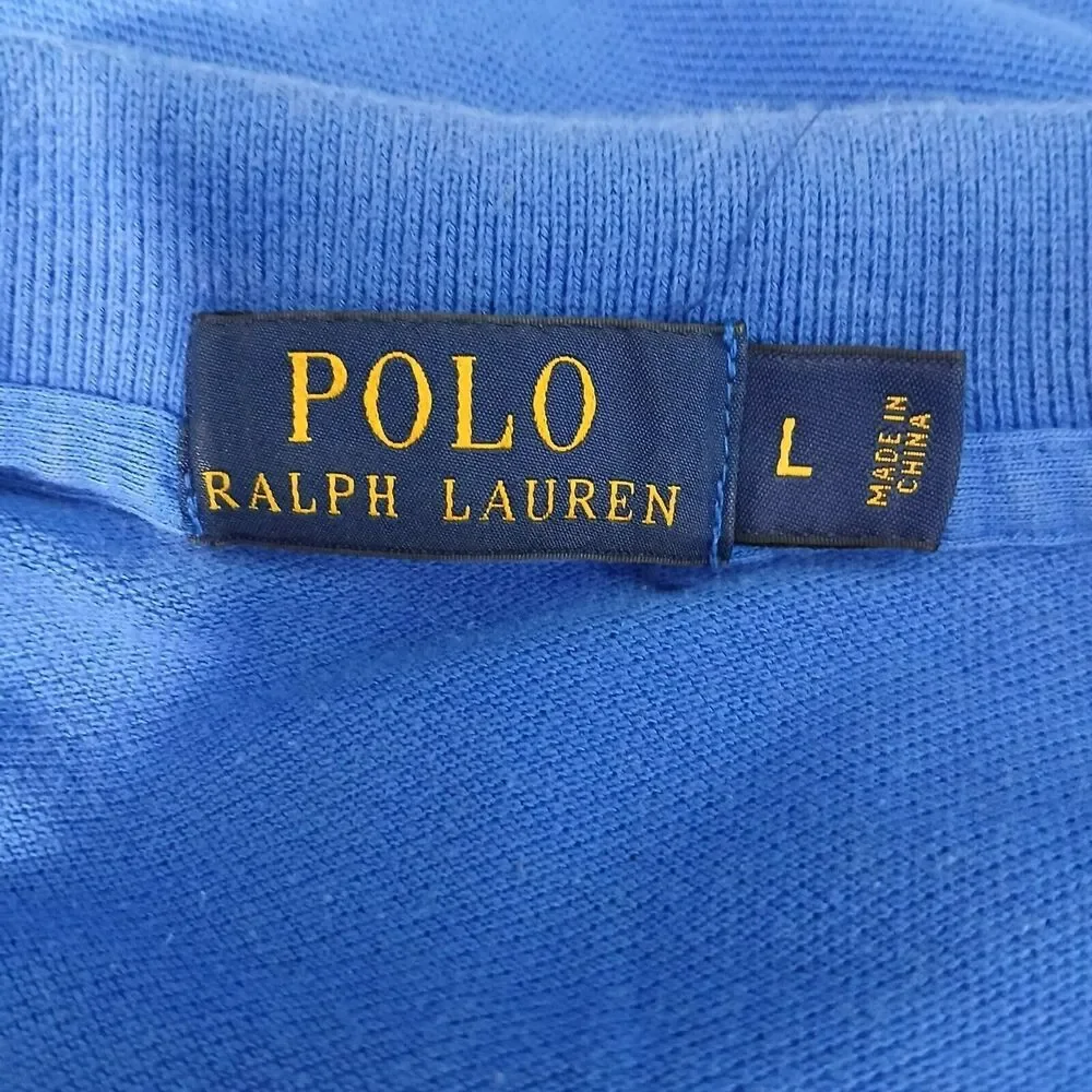 Polo Ralph Lauren Polo Shirt Men L Blue Short Sleeve Neon Little Pony